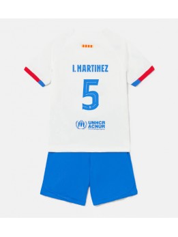 Billige Barcelona Inigo Martinez #5 Bortedraktsett Barn 2023-24 Kortermet (+ Korte bukser)